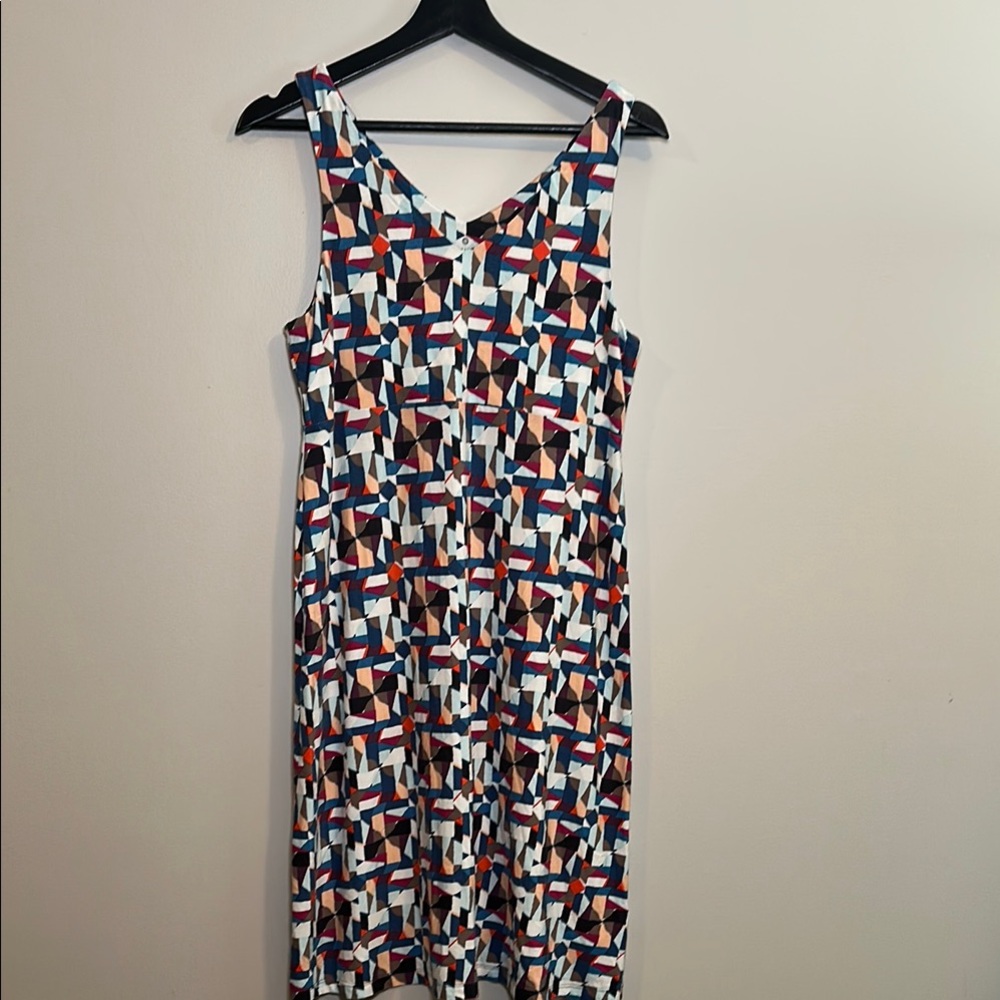 Athleta Red and White Sleeveless V-Neck Sundress